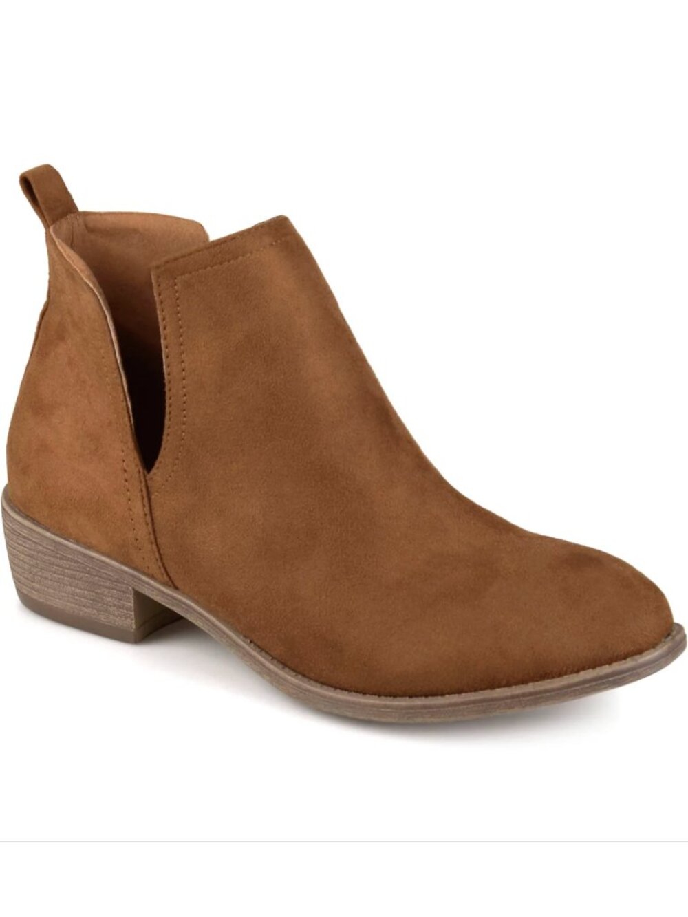 Journee Faux Suede Brown Caramel Color Bootie
